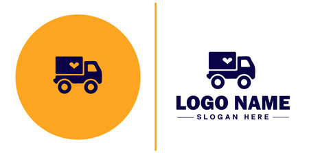 Delivery service icon Courier service Transport service Delivery company flat logo sign symbol editable vectorのイラスト素材