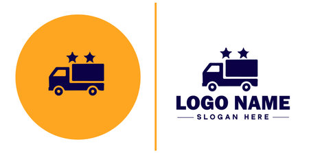 Delivery service icon Courier service Transport service Delivery company flat logo sign symbol editable vectorのイラスト素材