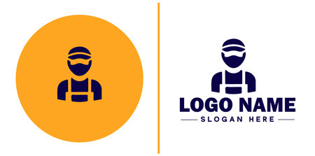 Delivery service icon Courier service Transport service Delivery company flat logo sign symbol editable vectorのイラスト素材