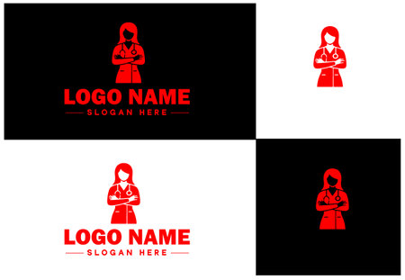 Dietician icon Nutritionist Nutritional therapist Dietary consultant flat logo sign symbol editable vectorのイラスト素材