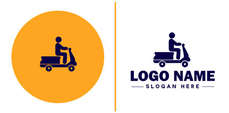Delivery service icon Courier service Transport service Delivery company flat logo sign symbol editable vectorのイラスト素材