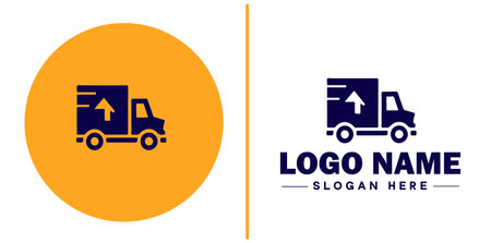 Delivery service icon Courier service Transport service Delivery company flat logo sign symbol editable vectorのイラスト素材