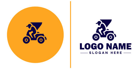 Delivery service icon Courier service Transport service Delivery company flat logo sign symbol editable vectorのイラスト素材