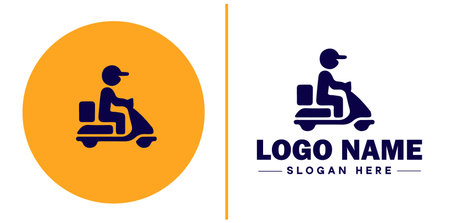 Delivery service icon Courier service Transport service Delivery company flat logo sign symbol editable vectorのイラスト素材