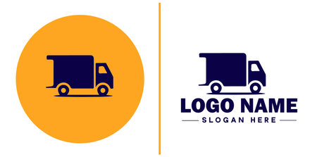Delivery service icon Courier service Transport service Delivery company flat logo sign symbol editable vectorのイラスト素材