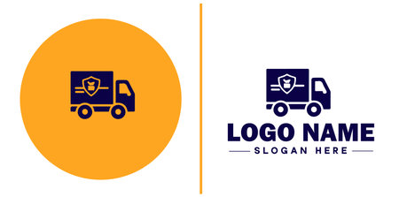 Delivery service icon Courier service Transport service Delivery company flat logo sign symbol editable vectorのイラスト素材