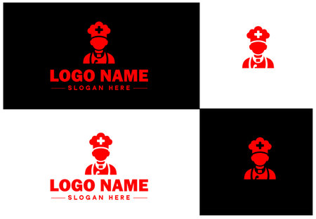 Dietician icon Nutritionist Nutritional therapist Dietary consultant flat logo sign symbol editable vectorのイラスト素材