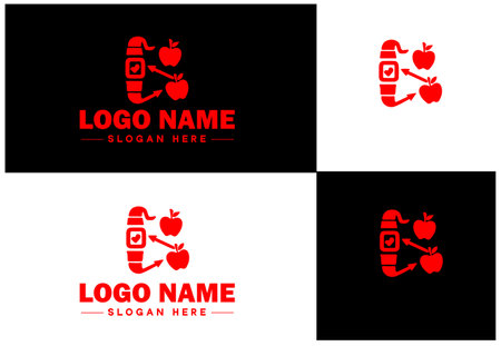 Dietician icon Nutritionist Nutritional therapist Dietary consultant flat logo sign symbol editable vectorのイラスト素材