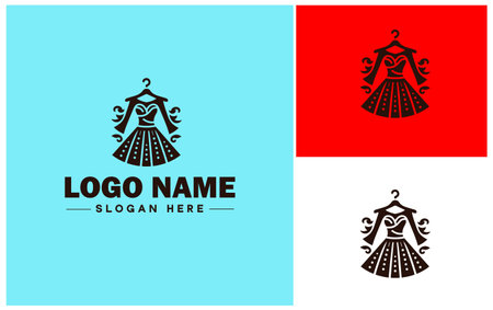 Fashion boutique icon Clothing store Fashion shop Apparel boutique flat logo sign symbol editable vectorのイラスト素材
