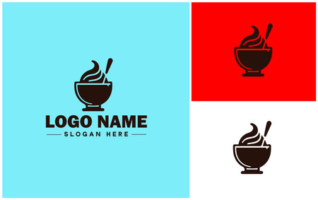 Frozen yogurt shop icon Fro-yo stand Yogurt bar Frozen dessert parlor flat logo sign symbol editable vectorのイラスト素材