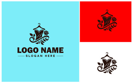 Fashion boutique icon Clothing store Fashion shop Apparel boutique flat logo sign symbol editable vectorのイラスト素材