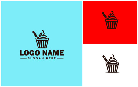 Frozen yogurt shop icon Fro-yo stand Yogurt bar Frozen dessert parlor flat logo sign symbol editable vectorのイラスト素材