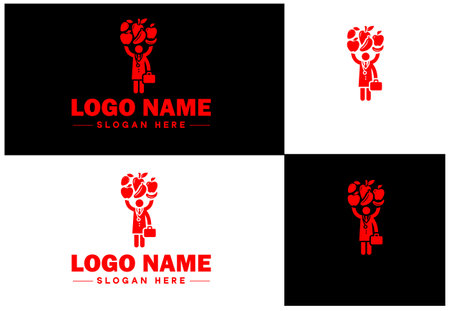 Dietician icon Nutritionist Nutritional therapist Dietary consultant flat logo sign symbol editable vectorのイラスト素材