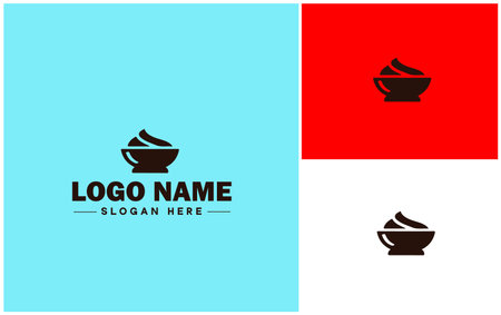 Frozen yogurt shop icon Fro-yo stand Yogurt bar Frozen dessert parlor flat logo sign symbol editable vectorのイラスト素材