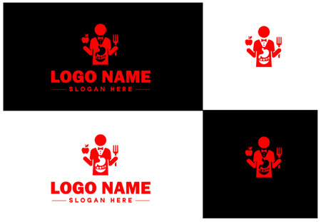 Dietician icon Nutritionist Nutritional therapist Dietary consultant flat logo sign symbol editable vectorのイラスト素材