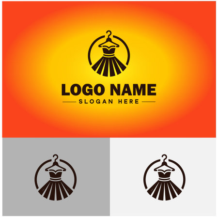 Fashion boutique icon Clothing store Fashion shop Apparel boutique flat logo sign symbol editable vectorのイラスト素材