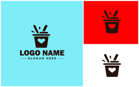 Frozen yogurt shop icon Fro-yo stand Yogurt bar Frozen dessert parlor flat logo sign symbol editable vectorのイラスト素材
