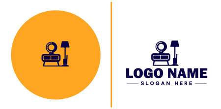 Furniture rental icon Furniture leasing Furniture hire Furniture borrowing flat logo sign symbol editable vectorのイラスト素材