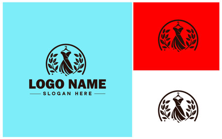 Fashion boutique icon Clothing store Fashion shop Apparel boutique flat logo sign symbol editable vectorのイラスト素材