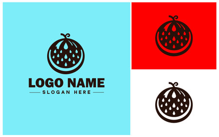 Watermelon icon Red fruit Melon Fruit flat logo sign symbol editable vectorのイラスト素材