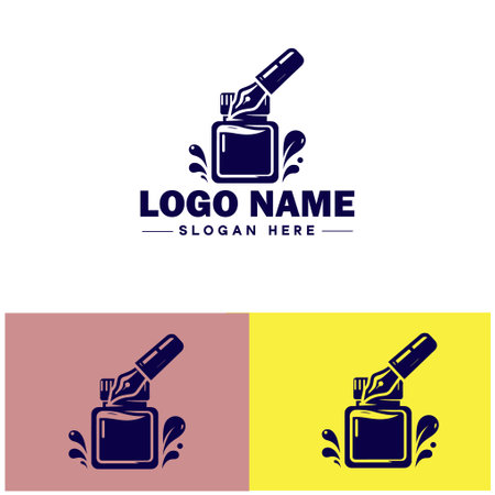 Ink Bottle icon Inkwell Ink pot Ink container flat logo sign symbol editable vectorのイラスト素材