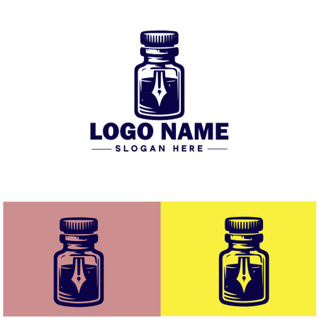 Ink Bottle icon Inkwell Ink pot Ink container flat logo sign symbol editable vectorのイラスト素材