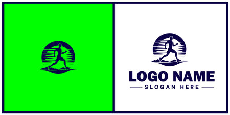 Running Club icon Jogging group Athletics club Running association flat logo sign symbol editable vectorのイラスト素材