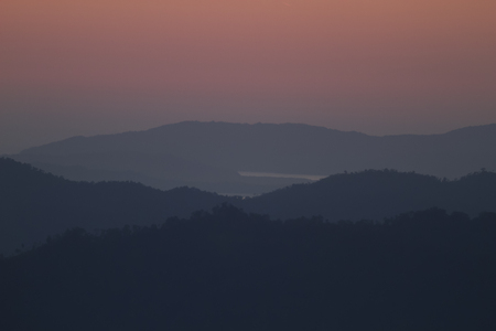 A morning sight Thong Pha Phum mountain in the west  of National Park.の写真素材