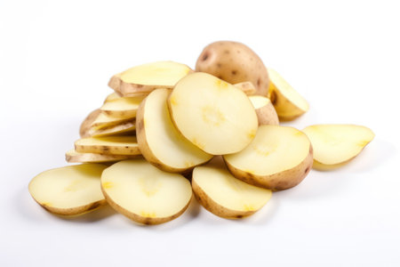 Potato on a white isolated background, Fresh tasty vegetables, Fresh ingredientsの写真素材