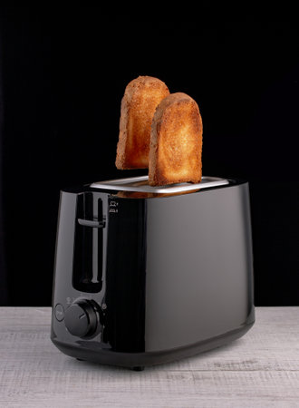 delicious toasted slices of bread fly out of the toaster