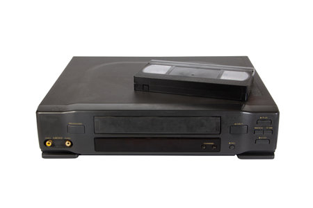 There is a videotape on an old VCRの写真素材