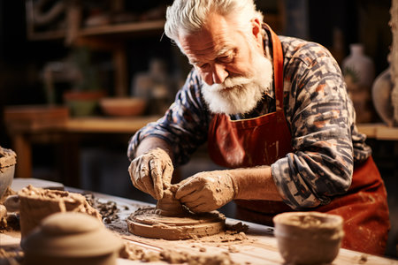 Master Potters Skilled Hands Shape Exquisite Clay into Beautiful and Timeless Pottery Artworkの素材