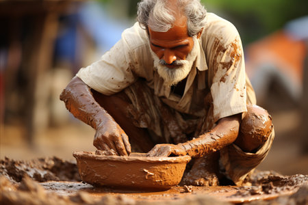 Expert Potters Skillful Hands Creating Masterpieces through Meticulous Clay Shaping Techniquesの素材