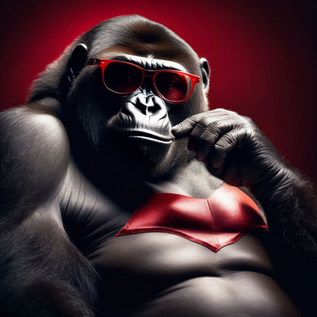Portrait of a gorilla in stylish glassesの素材