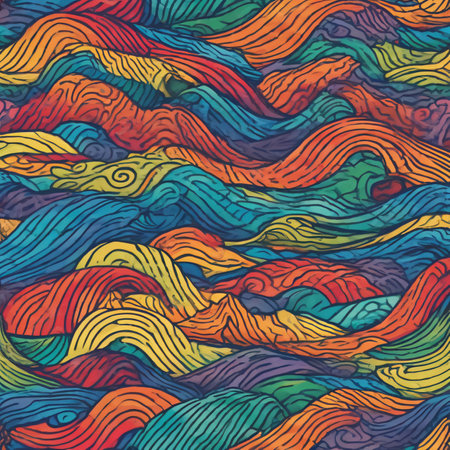 background of wavy patterns of different colorsの素材
