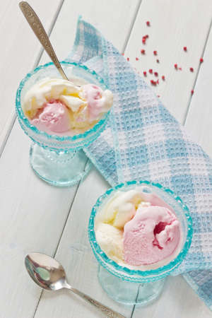 two cups of ice cream with a delicious cold