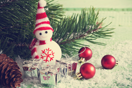 still life with christmas toys. christmas card. image is tinted. selective focusの写真素材