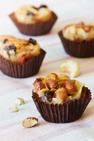 Homemade sweets with nuts, raisins and caramel. Oriental traditional cuisine. Selective focusの写真素材