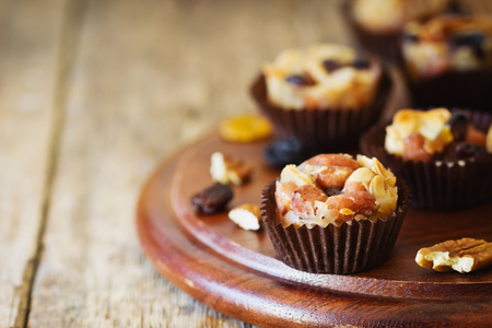 Homemade sweets with nuts, raisins and caramel. Oriental traditional cuisine. Selective focusの写真素材