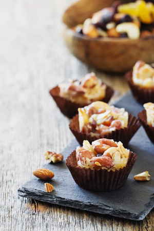 Homemade sweets with nuts, raisins and caramel. Oriental traditional cuisine. Selective focusの写真素材