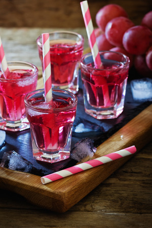 Fresh grapes cocktail with ice and fresh fruit. Selective focusの写真素材