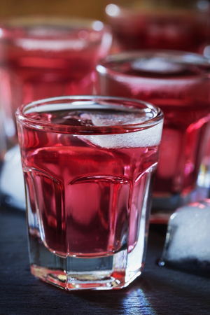 Fresh homemade grape wine. Rustic style. Close- up .Selective focusの写真素材