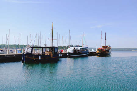 PortoroÅ¾, Slovenia. 09/06/2021. Scenic view of the embankment with pleasure ships and yachts....