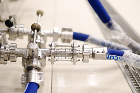 PortoroÅ¾, Slovenia. 05.26.2021. Craft beer brewing equipment in the brewery. Modern beer plant. Metal tanks, process of alcoholic drink production.のeditorial素材