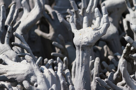 Hands from hell at Wat rong khunの写真素材