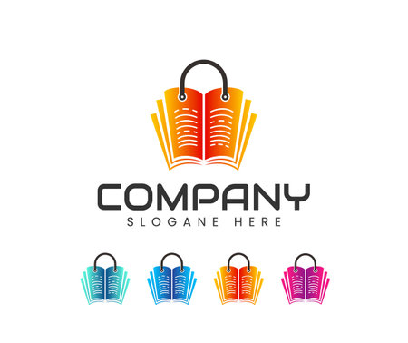 Book shop logo design. Online shops logo concept. Digital libraryのイラスト素材