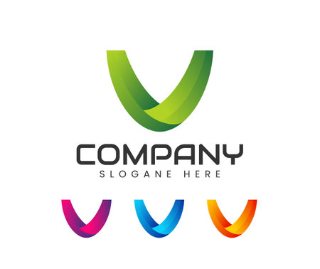 Modern 3d letter v logo design. letter v 3d gradient symbol logo vector. Letter V logo concept. Vector illustrationのイラスト素材