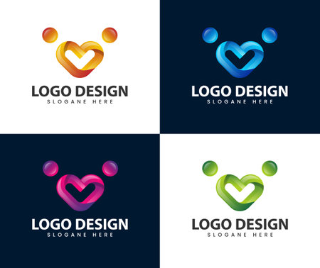 Partnership community people care logo. abstract community people care logo design color editableのイラスト素材