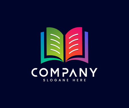 Colourful open book logo designs education logo designs conceptのイラスト素材