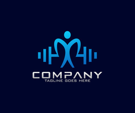 Fitness Man Logo Template Design Vector Emblem Design Concept Creative Symbol Iconのイラスト素材